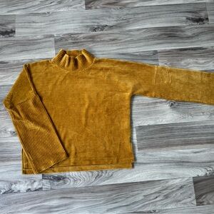 Madewell Texture and Thread Velour Corduroy Mockneck Top in Antique Gold Size XS